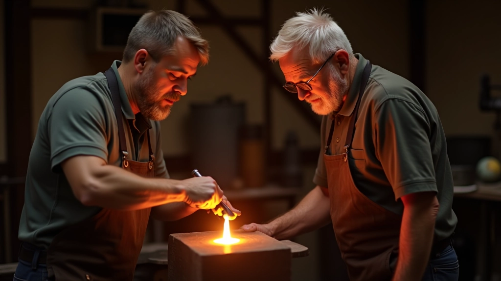 Bronze casting demonstration with molten metal